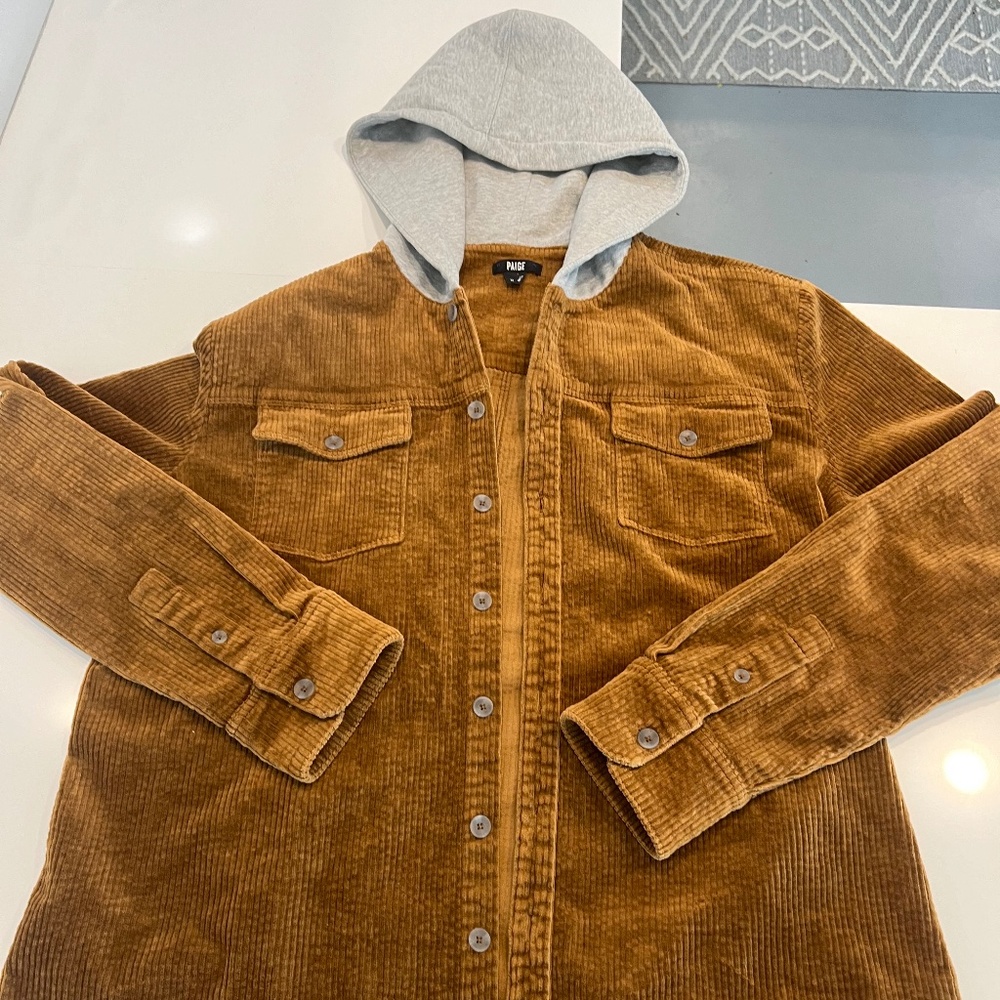 NWOT XL Paige brown corduroy hoodie jacket